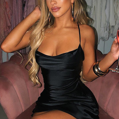 Fashion Lace Up Low Cut High Waist Sexy Dress