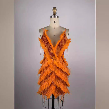 Yellow Backless V Sling Slim Fit Dress