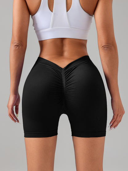 2 Pack Workout Shorts Women Sculpting V-Back Ruched Gym Shorts, Booty Scrunch Butt Lifting  Yoga Deep V Back Shorts, Butt Lifting High Waisted Seamless Shorts