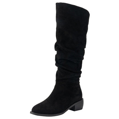 New Fashion Pointed Thick Heel Sleeve Suede High Leg Boot