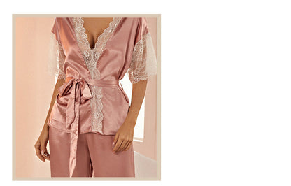 Silk Pajamas Suit For Home And Leisure