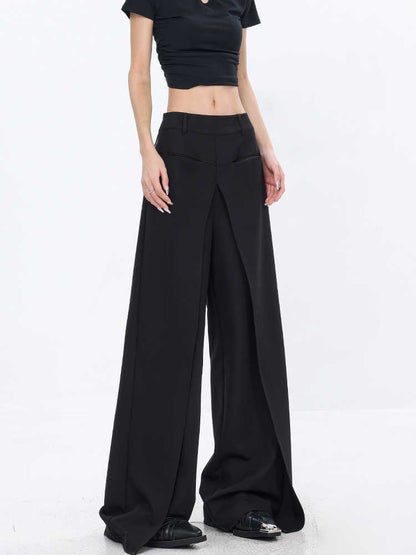 Black Straight Loose Casual Pants Women's Suit Pants