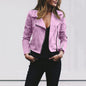 European And American Solid Color Women's Lapel Diagonal Zipper Short Jacket