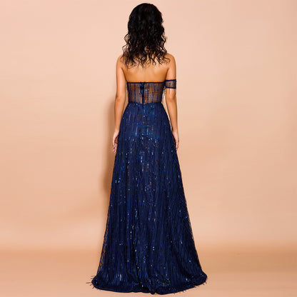 Backless fringed dress