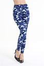 Women Color Brushed Rose Flower Print Leggings