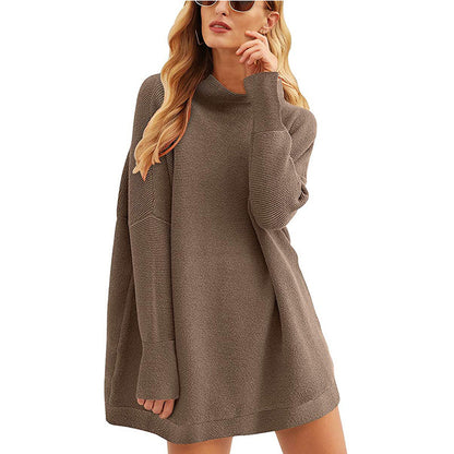 Tops Pullovers High Neck Loose Knit Sweater Women