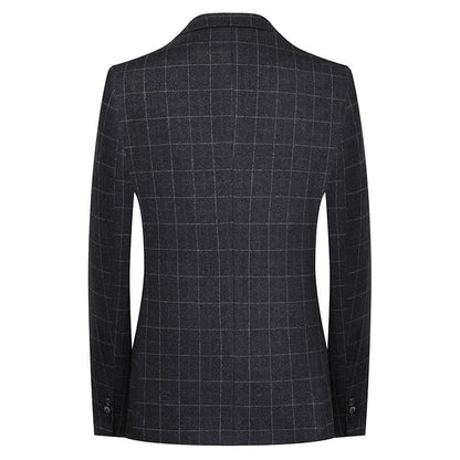 Men's Business Casual Slim Fit Plaid Suit Two Piece