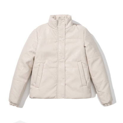 European Size Short Autumn And Winter Leather Coat Women's European And American Thickened Cotton-padded Coat