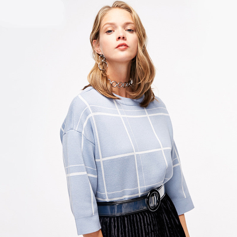 Loose small fragrance style pullover sweater