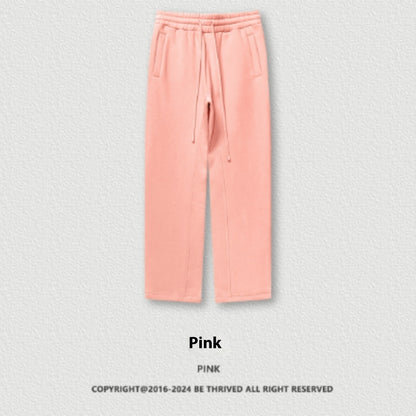 Autumn And Winter Youth Solid Color Loose Sports Pants With Thick Velvet