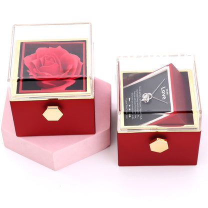 Rotating Soap Rose Jewelry Packing Box Necklace Gift Set