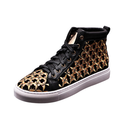 Men's Martin Boots Fashion Personality Embroidered High-top Sneakers