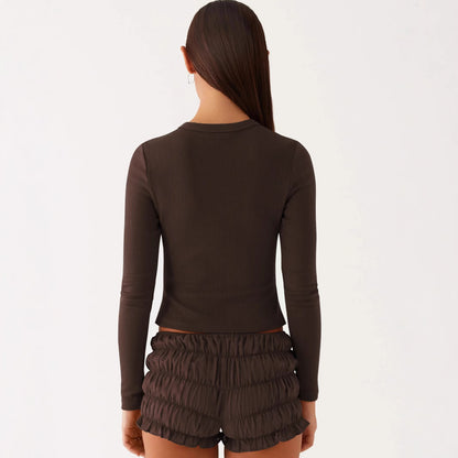 New Solid Color Slim-fit High-grade Long Button Cardigan Top