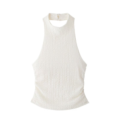 Stylish Good Texture Hanging Collar Top