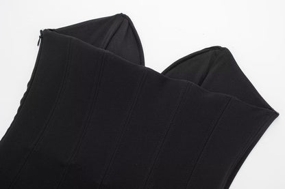 Black Heart Shape Collar Off-the-shoulder Design Jumpsuit