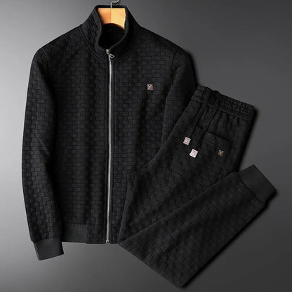 Stand Up Collar White Casual Sports Suit