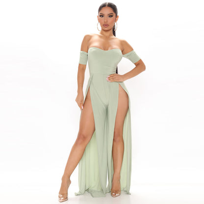 Women's Fashion Mesh Print Sheer Pant Set