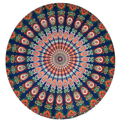 Shawl Print Mat Round Peacock Beach Towel