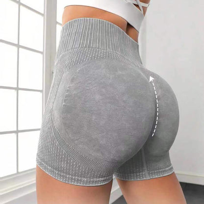 Frosted Washed Seamless High Waist Hip Lifting Yoga Shorts