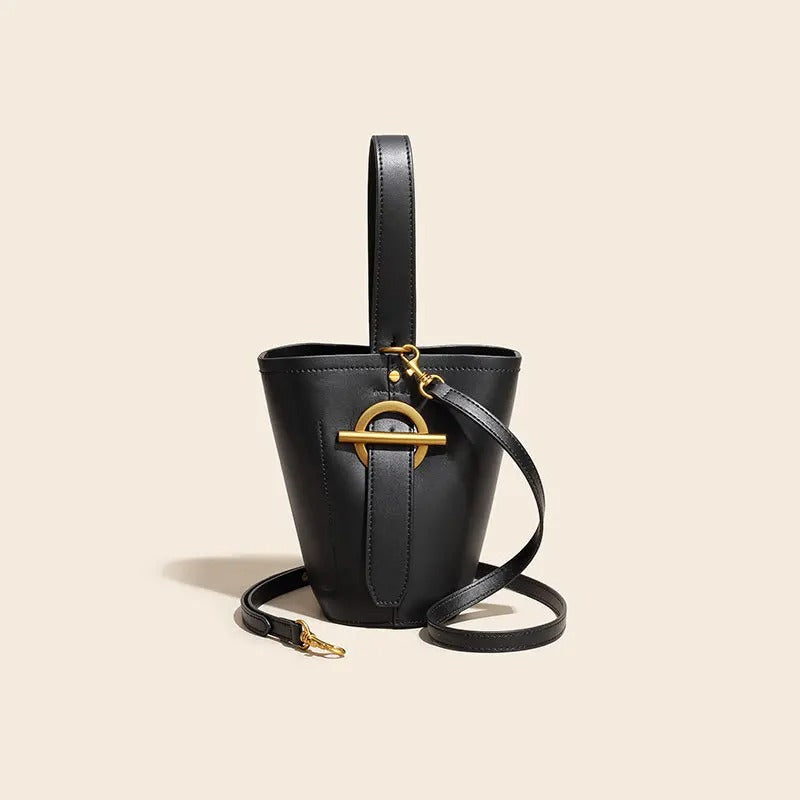 Genuine Leather Bucket Bag
