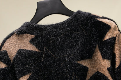 Knitted Cardigan Women's Short Small Five-pointed Star Sweater Mink Velvet