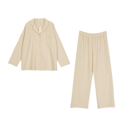 Knit Two-piece Suit Long-sleeved Trousers Ladies' Homewear Pajamas Loose Confinement Clothing