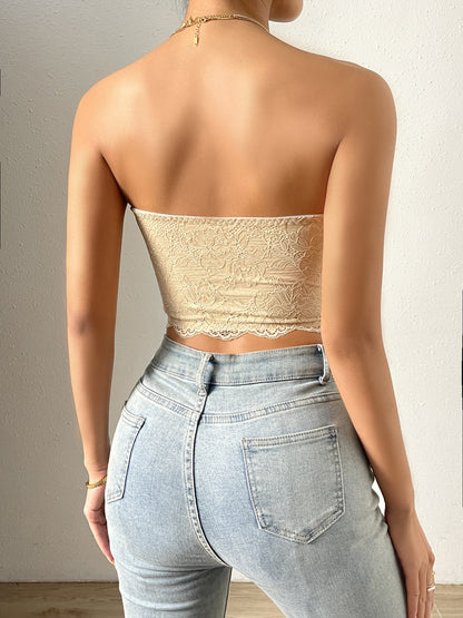 Women's Fashionable Lace Low-cut Tube Top