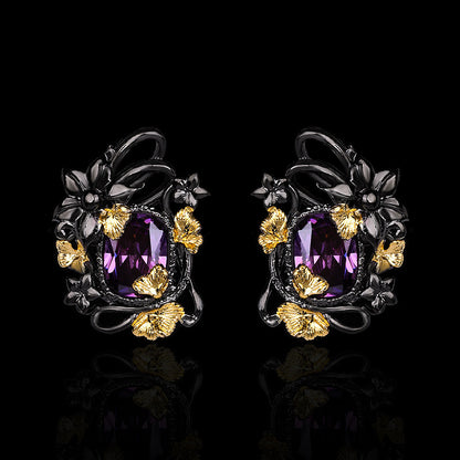 Retro Light Luxury Amethyst Earrings Women