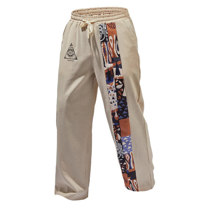 Retro Printed Loose Casual Straight Trousers
