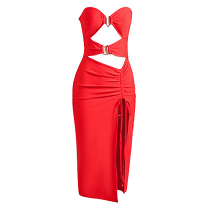 Tube Top Dress Dress Banquet Party Drawstring