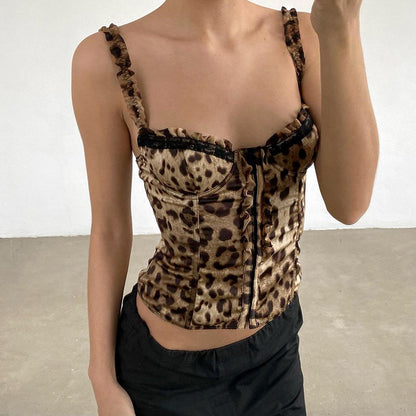 Women's Fashionable Leopard Print Waist-tight Vest