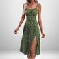 European And American Amazon New Women's Fashion Printed Self-tie Slit Sling Dress