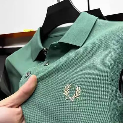 Men's Lapel Half Sleeve Polo Shirt Light Luxury Business Embroidered T-shirt