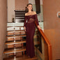 New Sexy Shiny Off-shoulder Slim-fit See-through Mesh Dress
