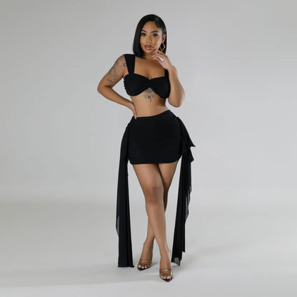 Casual Lotus Leaf Skirt Two-piece Set