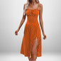 European And American Amazon New Women's Fashion Printed Self-tie Slit Sling Dress