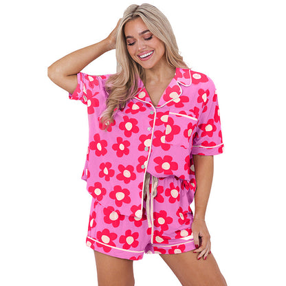 Women's Short-sleeved Two-piece Floral Printing Suit