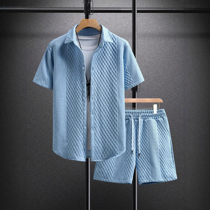 Men's Shirt Casual Loose Short Sleeves Shorts Suit