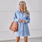 Washed Raw Edge Denim Dress Stitching Long-sleeved Cardigan