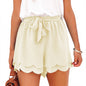 Summer Women's Shorts Double-layer Petals Elastic Waistband Lace-up Casual Slimming