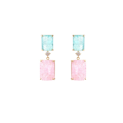 Earrings Gem Super Shiny Exquisite Silver Needle Geometry