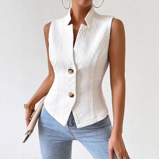Women's Sleeveless Blazer Button Vest