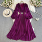 Seaside Holiday Waist Slimming A- Line Chiffon Pleated Dress Elegant Large Swing Dress