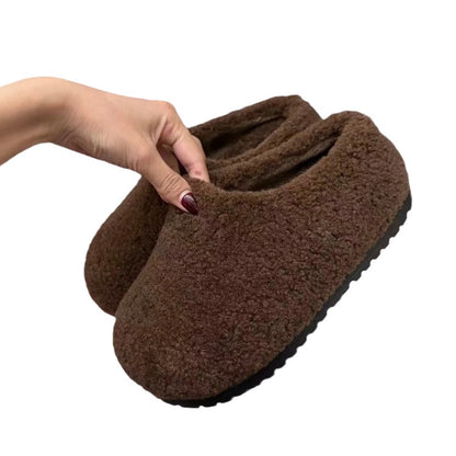 Retro Platform Cotton Shoes Fleece Lined For Women Thick