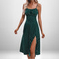 European And American Amazon New Women's Fashion Printed Self-tie Slit Sling Dress