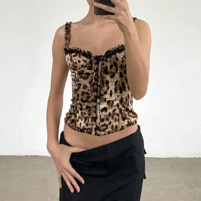 Women's Fashionable Leopard Print Waist-tight Vest
