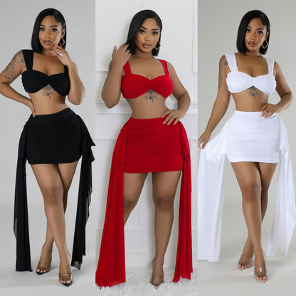 Casual Lotus Leaf Skirt Two-piece Set