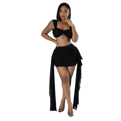 Casual Lotus Leaf Skirt Two-piece Set