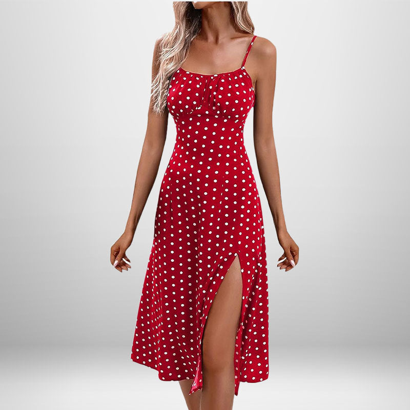 European And American Amazon New Women's Fashion Printed Self-tie Slit Sling Dress