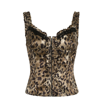 Women's Fashionable Leopard Print Waist-tight Vest